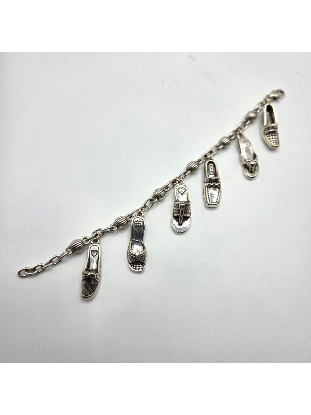 Brighton Bracelet I Love Shoes Charm Silver Plated 7.5" Sandals Loafers Heels